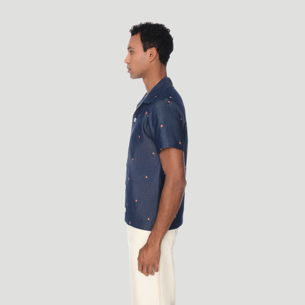 Camp Collar Short Sleeve Shirt - Flower