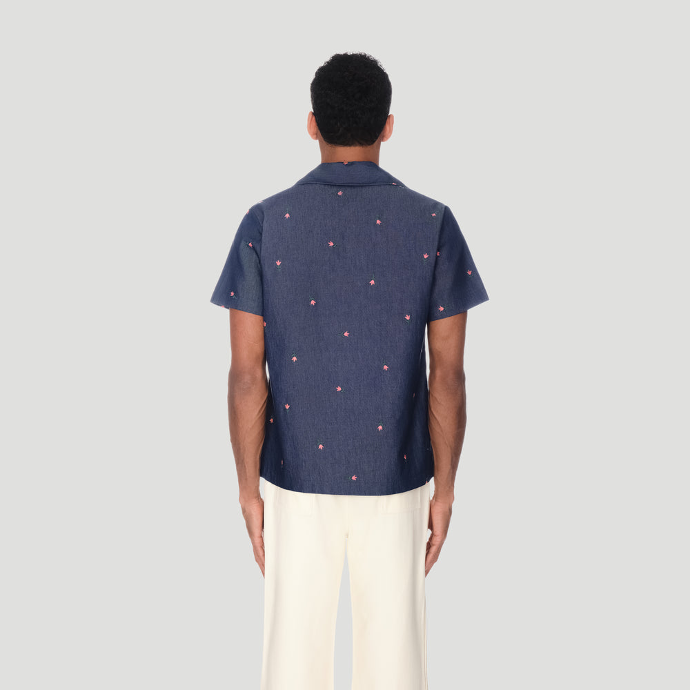 Camp Collar Short Sleeve Shirt - Flower