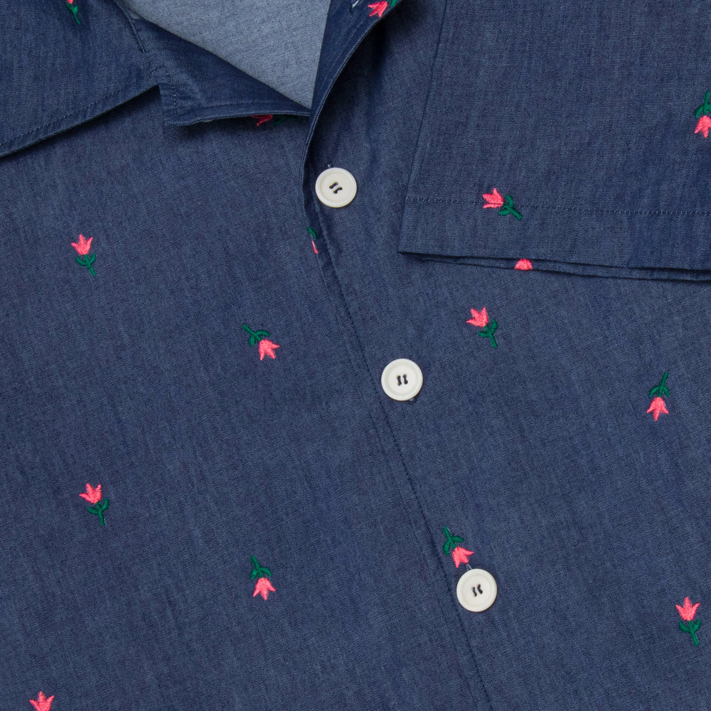 Camp Collar Short Sleeve Shirt - Flower