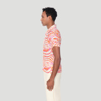 Striped Linen Camp Collar Shirt