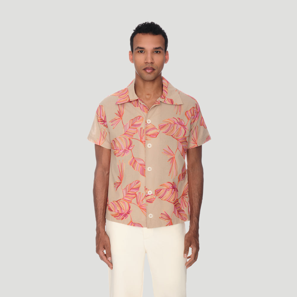 Camp Collar Short Sleeve Shirt - Leaf
