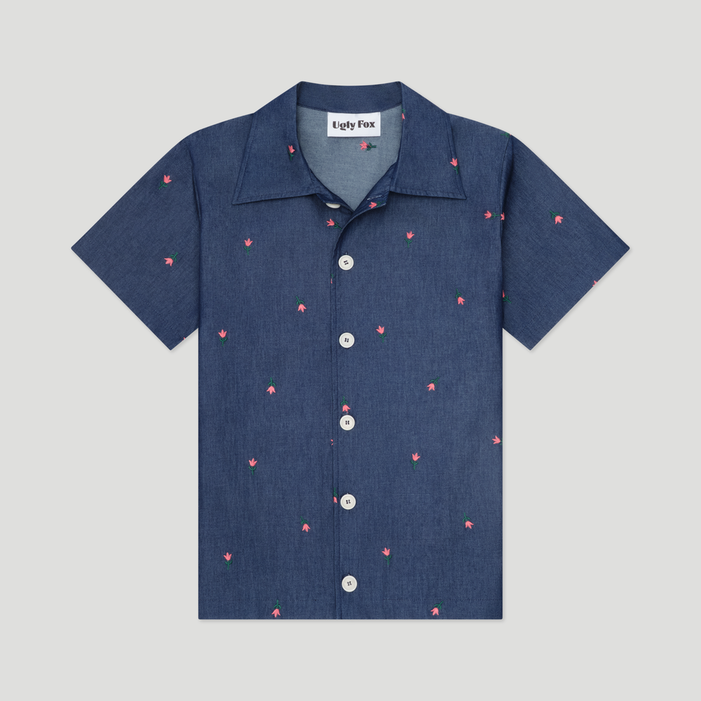 Camp Collar Short Sleeve Shirt - Flower